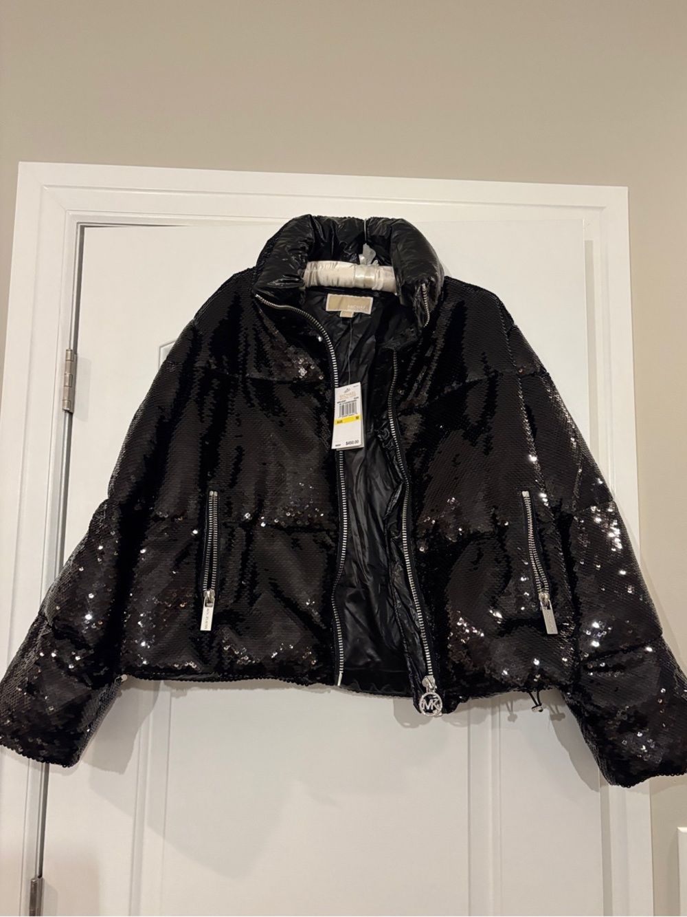 Michael Kors Black Sequin Puffer Jacket